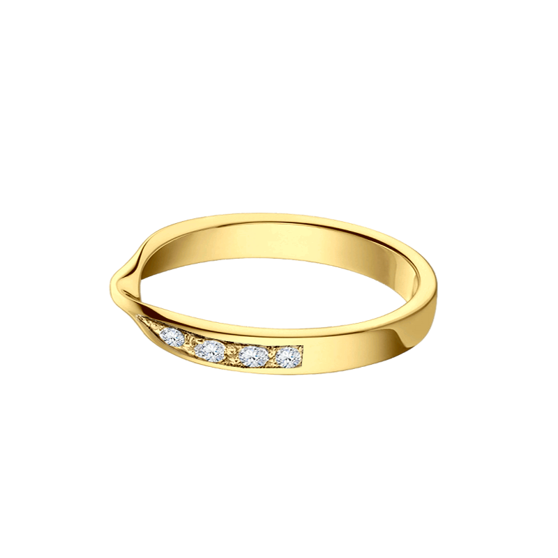Aliança Ouro Amarelo com Diamantes - MOBIUS 3,0 mm