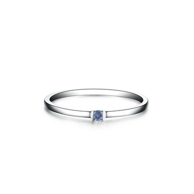 anel formatura safira azul, fino, ouro 750