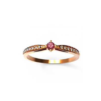anel noivado rubi ouro rosa