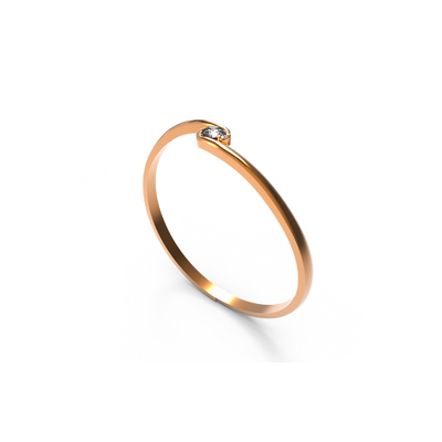 anel solitário brilhantes ouro rosa