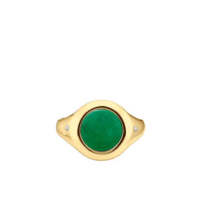 anel redondo, masculino, jade verde