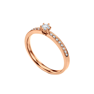 anel solitario diamantes ouro rosa INFINITO Rosa