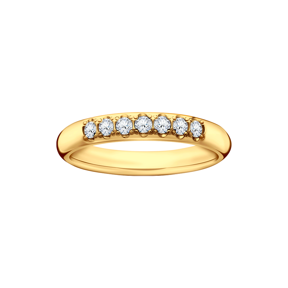Meia Aliança Abaulada de Diamantes, Ouro Amarelo - ESPECIAL DIAMANTES
