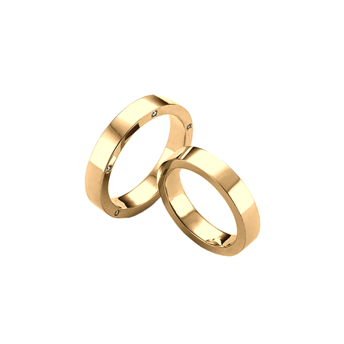 PAR de Alianças retas com lateral alta em ouro amarelo 18k - Especial Casamento