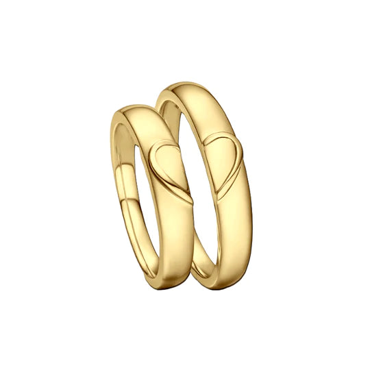Alianças Complementares com Motivo de Coração em Ouro 18K | Vegas Collection