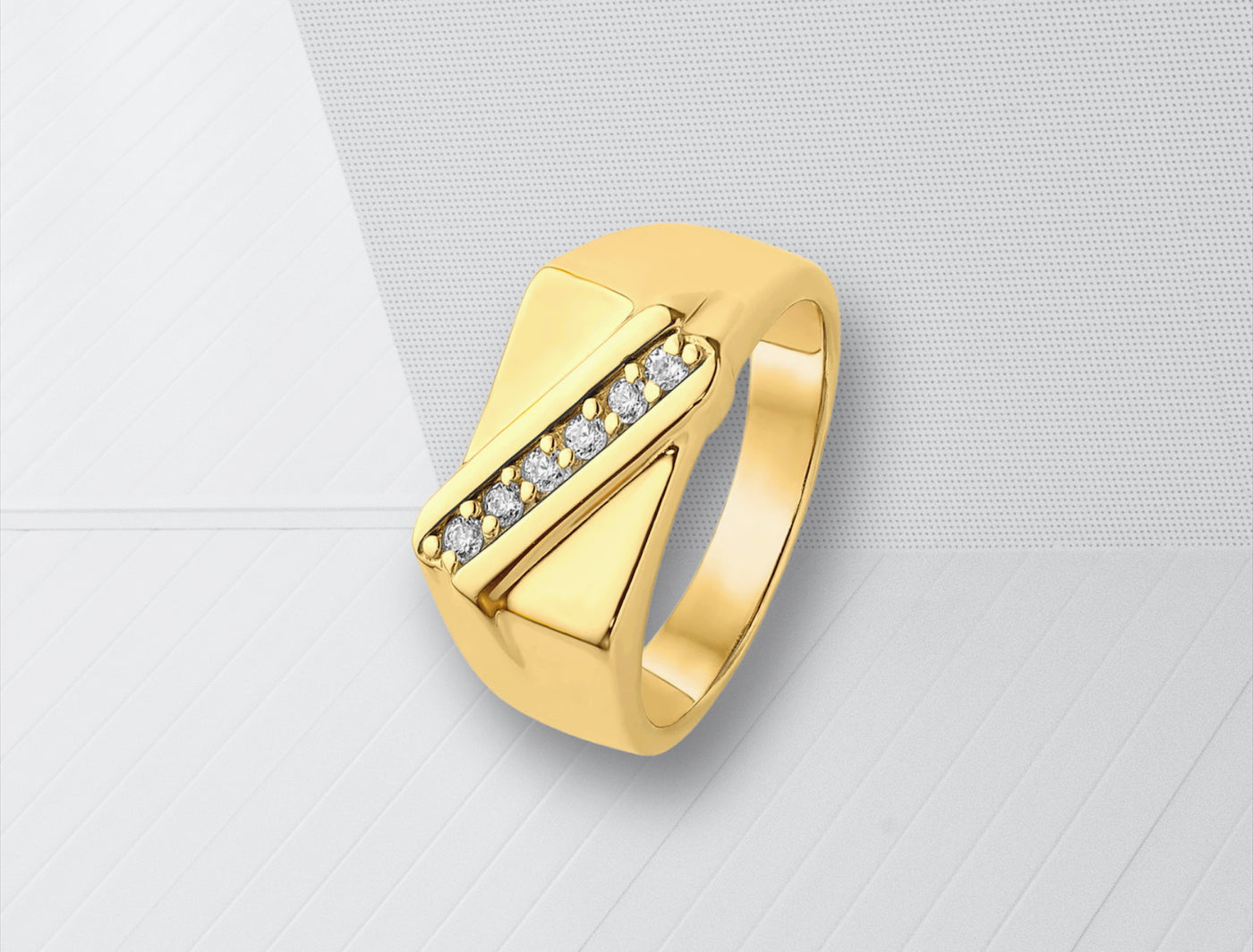 Anéis Masculinos Signet Retangular em Ouro 18K | NASSAU