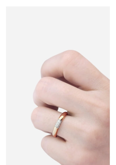 Aliança Abaulada com Diamantes Pavé, Ouro Rosa - LOCKWOOD Abaulado