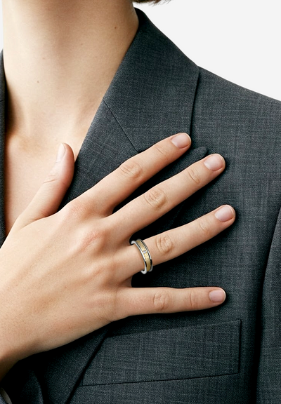 Aliança Ouro Branco e Amarelo - TURIM Diamante
