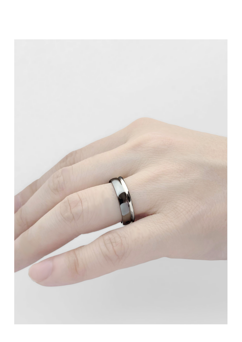 Aliança Ouro Negro Paladinado e Branco, Abaulada - VR