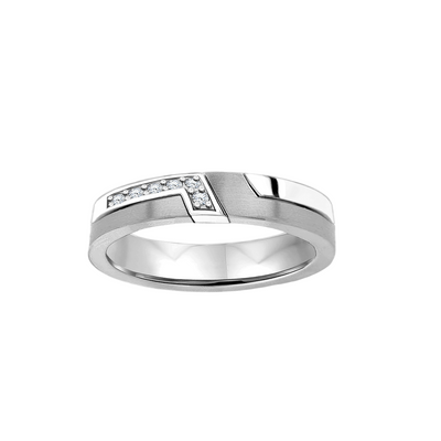 Aliança com Diamantes, Ouro Branco (Fosca e Polida) - THE MODERNIST 4,0 mm | Diamantes