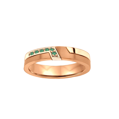 Aliança com Esmeraldas, Ouro Rosa (Fosca e Polida) - THE MODERNIST 4,0 mm | Esmeraldas