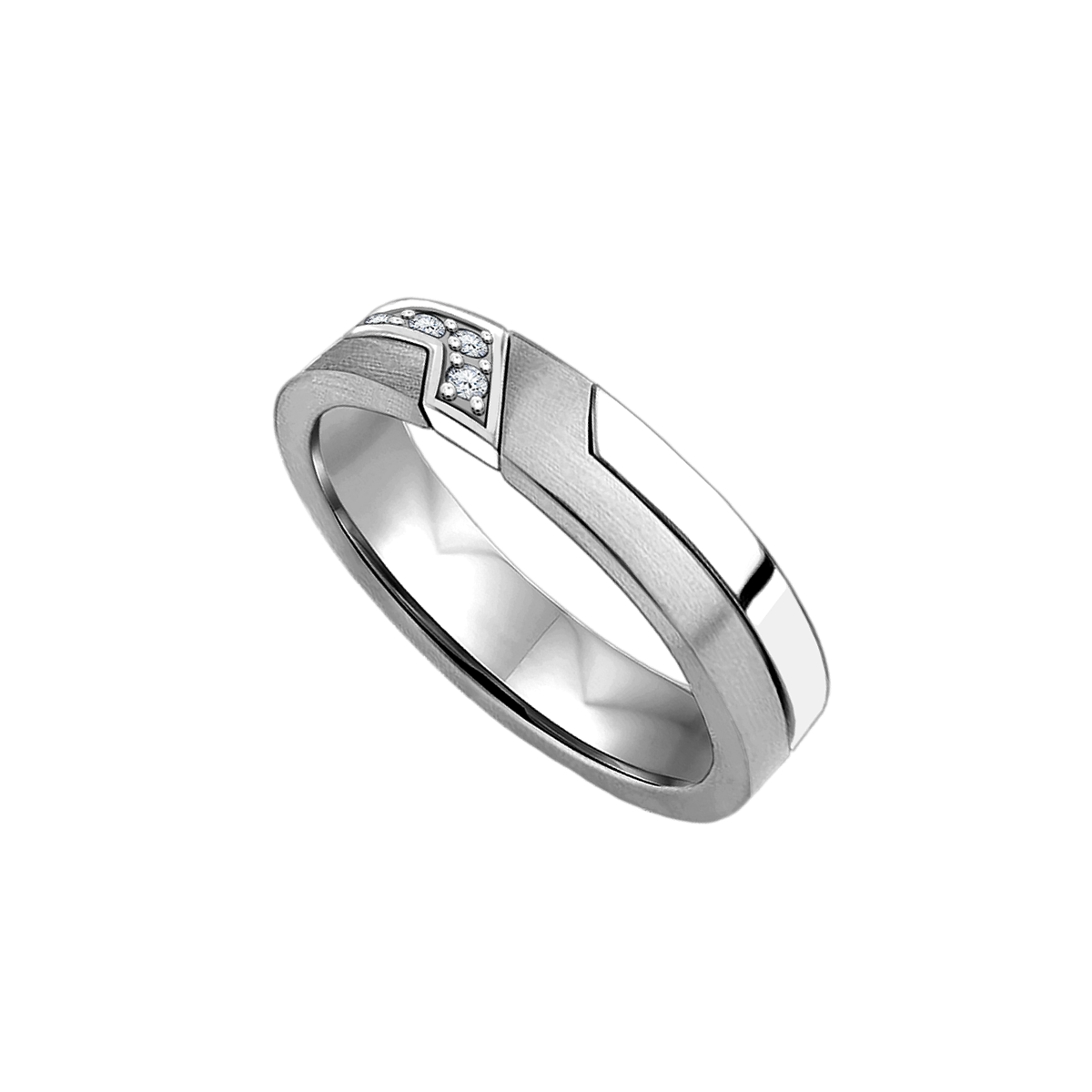 Aliança com Diamantes, Ouro Branco (Fosca e Polida) - THE MODERNIST 4,0 mm | Diamantes