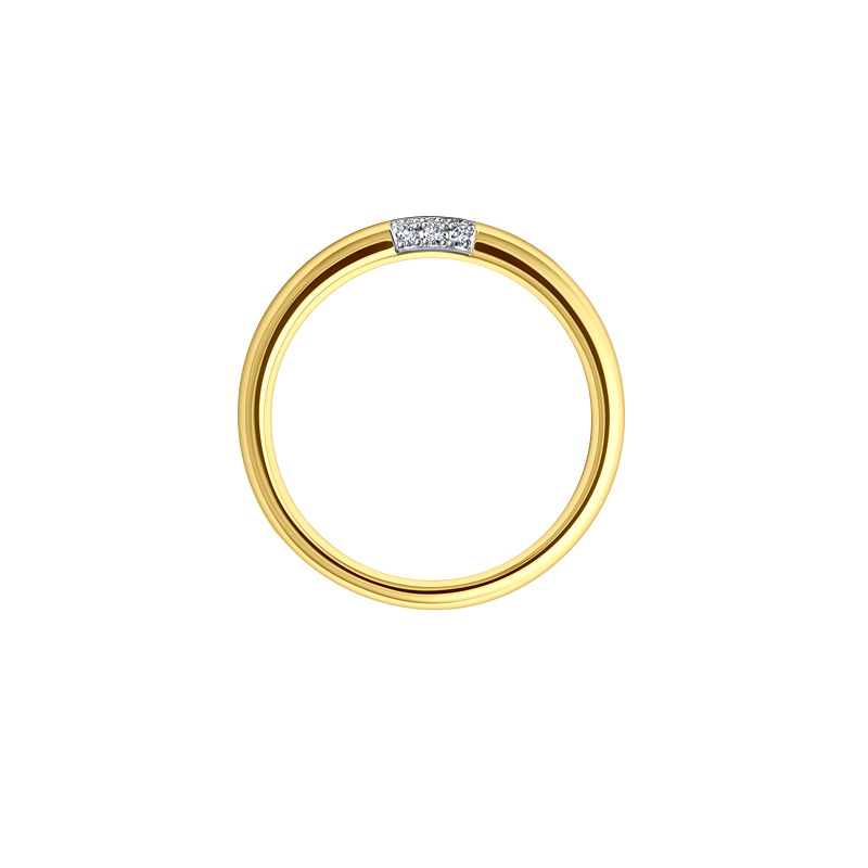 Aliança Abaulada com Diamantes Pavé, Ouro Amarelo - LOCKWOOD Abaulado