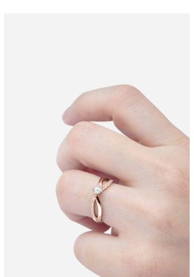 Anel Solitário Ouro Rosa de Diamantes - BEAUTÉ Rosa