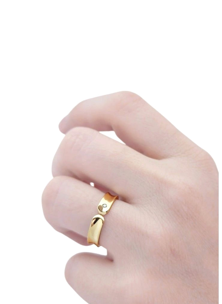 Aliança Côncava Ouro Amarelo Diamante - FIRENZE