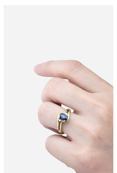 Anel de Safira em Ouro Amarelo - FORTUNE Azul