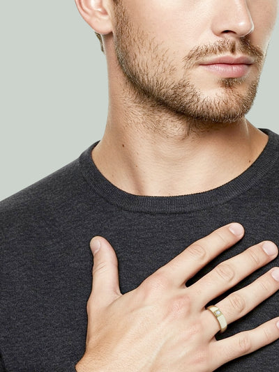 Anel Masculino Ouro Amarelo e Diamante - DUBAI