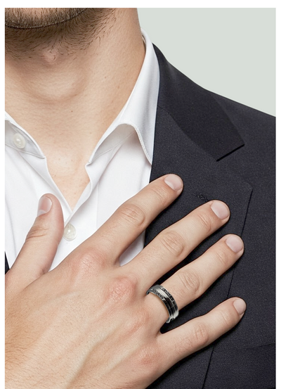 Anel Ouro Negro com Diamantes Negros - PRESTIGE
