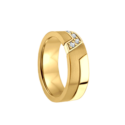 Aliança anel ouro amarelo 18k 6,0 mm fosco e polido