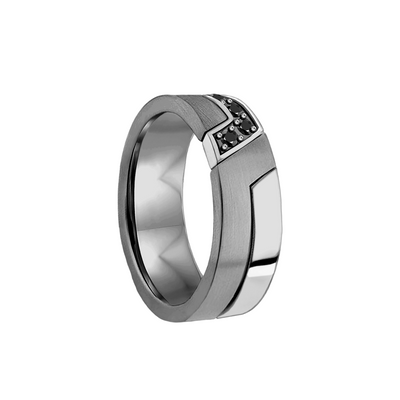 Anel com Diamantes Negros, Ouro Negro Paladinado (Fosca e Polida) - THE MODERNIST 6,0 mm