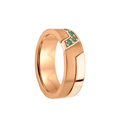 Anel com Esmeraldas, Ouro Rosa (Fosca e Polida) - THE MODERNIST 6,0 mm | Esmeraldas