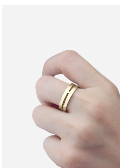 Anel Masculino Ouro Amarelo Vazado - ETERNITY