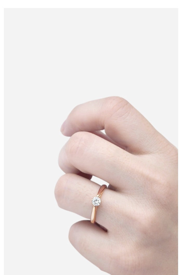 ANEL SOLITÁRIO OURO ROSA DIAMANTE 25 PONTOS (VICTOIRE ROSA)