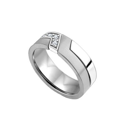 Anel com Diamantes, Ouro Branco (Fosca e Polida) - THE MODERNIST 6,0 mm | Diamantes
