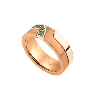 Anel com Esmeraldas, Ouro Rosa (Fosca e Polida) - THE MODERNIST 6,0 mm | Esmeraldas