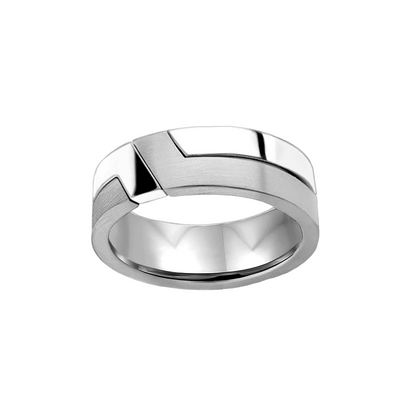Anel Estrutura Reta, Ouro Branco (Fosca e Polida) - THE MODERNIST 6,0 mm