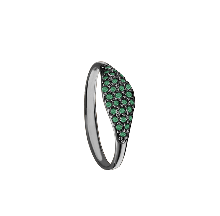 anel signet esmeraldas verdes, ouro negro paladinado