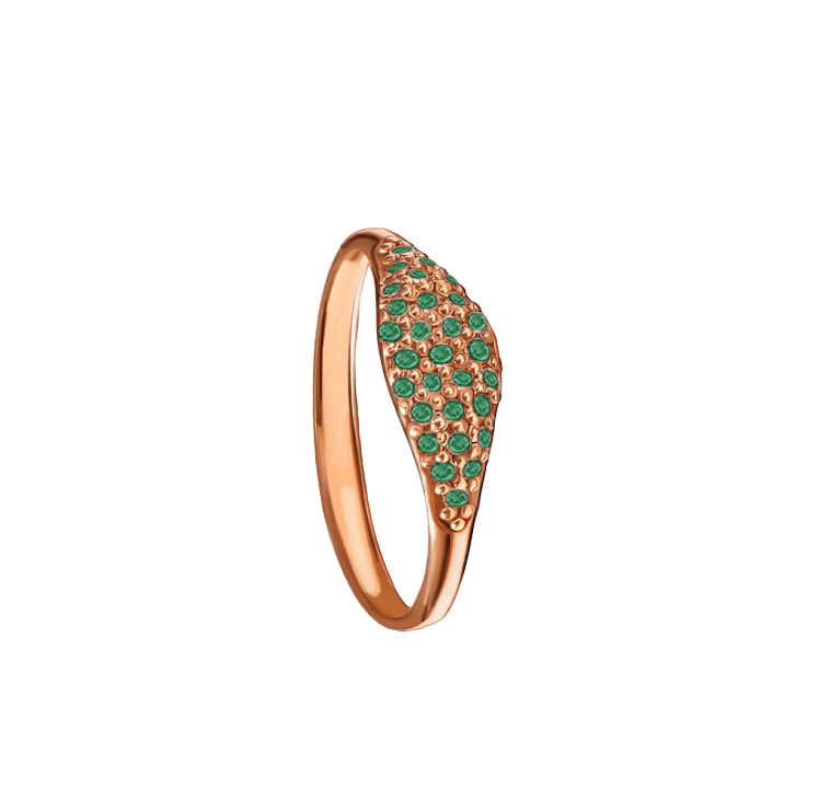 Anel com Esmeraldas, Ouro Rosa - SIGNET Esmeraldas