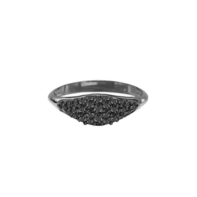 Anel com Diamantes Negros, Ouro Negro Paladinado - SIGNET Diamantes