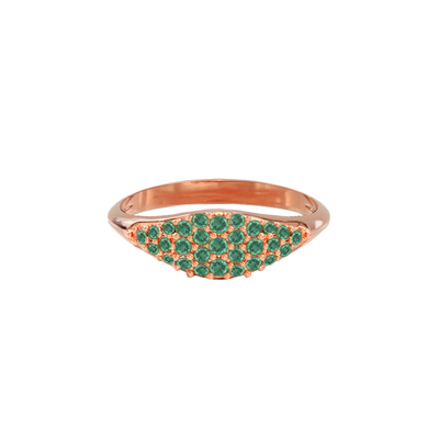 Anel com Esmeraldas, Ouro Rosa - SIGNET Esmeraldas