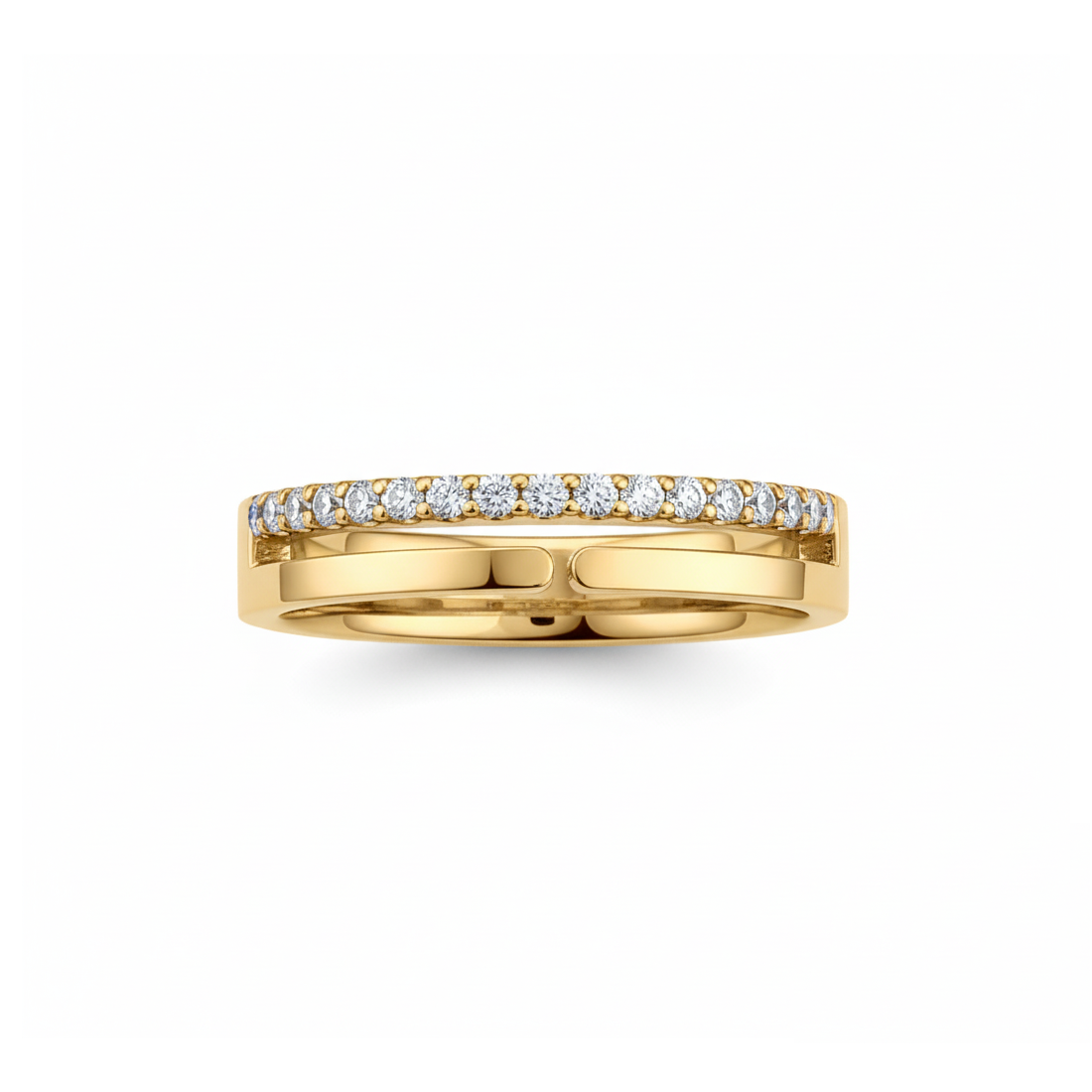 Anel com Diamantes, Vazado, Ouro Amarelo, 4 mm - ETERNITY Vazado