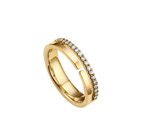 meia alianca dupla vazada de diamantes meio aro ETERNITY ouro amarelo