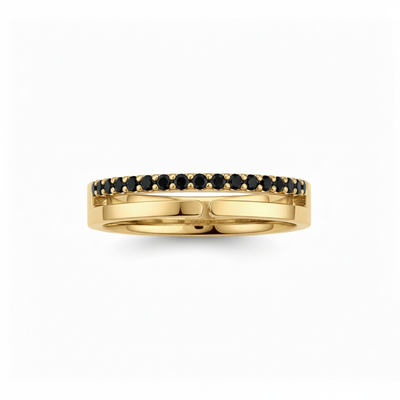 Anel com Diamantes Negros, Vazado, Ouro Amarelo, 4 mm - ETERNITY Vazado