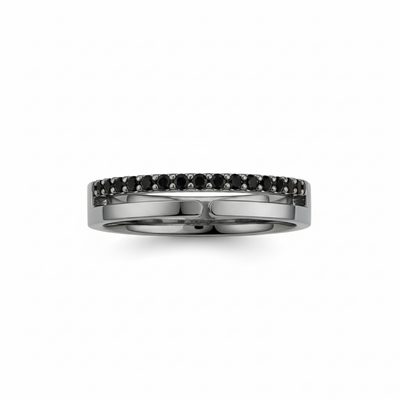 Anel com Diamantes Negros, Vazado, Ouro Negro Paladinado, 4 mm - ETERNITY Vazado
