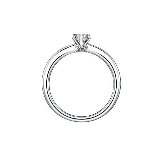 Anel Solitário de Diamante Central 15 pontos Caixa 6 Garras, Ouro Branco (ROYALE)