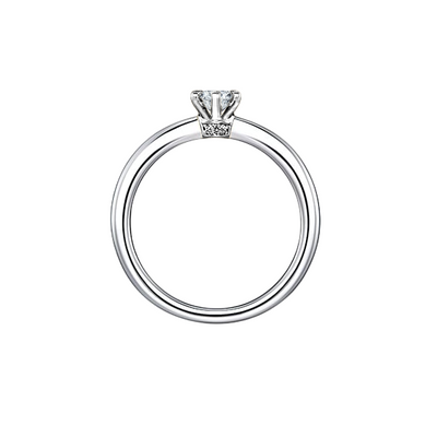 Anel Solitário de Diamante Central 15 pontos Caixa 6 Garras, Ouro Branco (ROYALE)