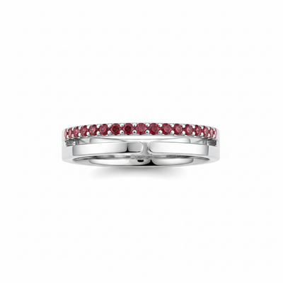 Anel com Rubis, Vazado, Ouro Branco, 4 mm - ETERNITY Vazado
