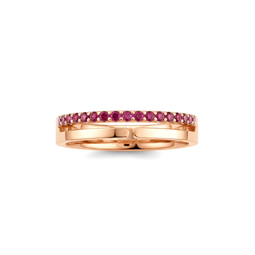 Anel com Rubis, Vazado, Ouro Rosa, 4 mm - ETERNITY Vazado