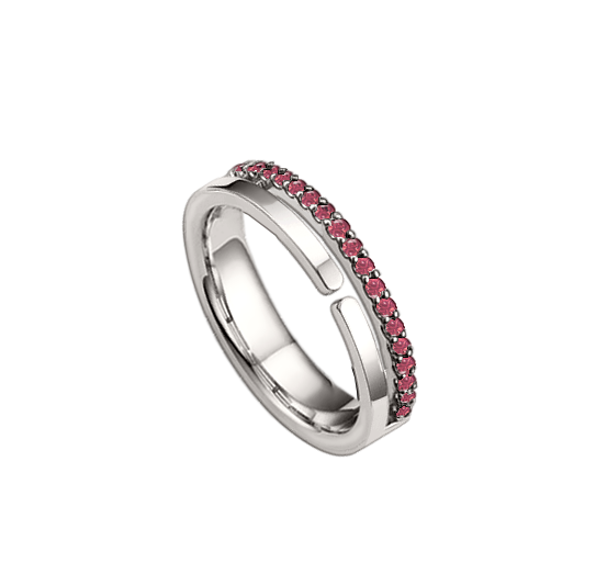 Anel com Rubis, Vazado, Ouro Branco, 4 mm - ETERNITY Vazado