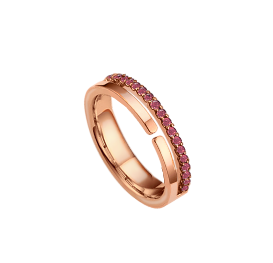 Anel com Rubis, Vazado, Ouro Rosa, 4 mm - ETERNITY Vazado