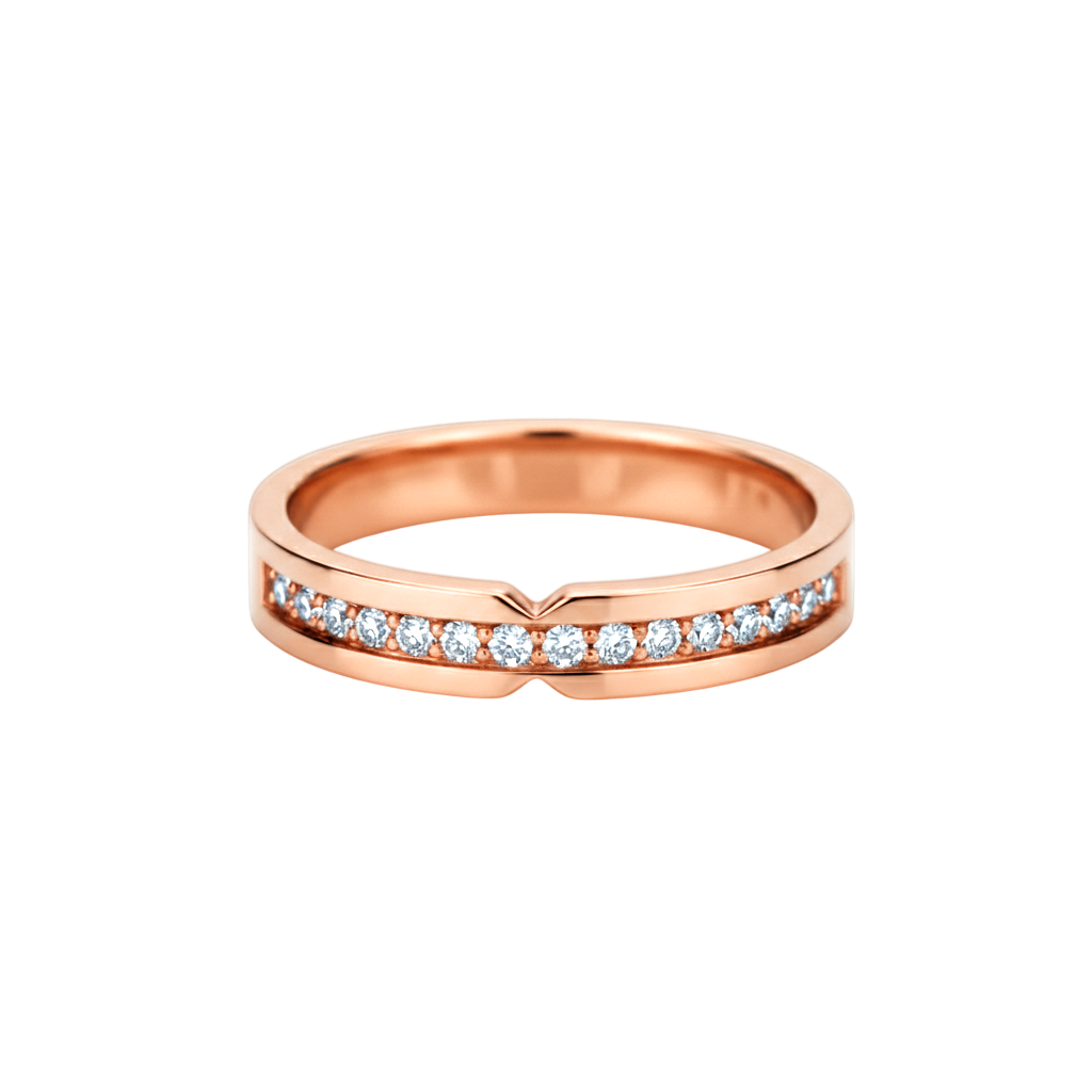 Anel de Diamantes, Ouro Rosa 18k, 4 MM - SAINTE-MAXIME