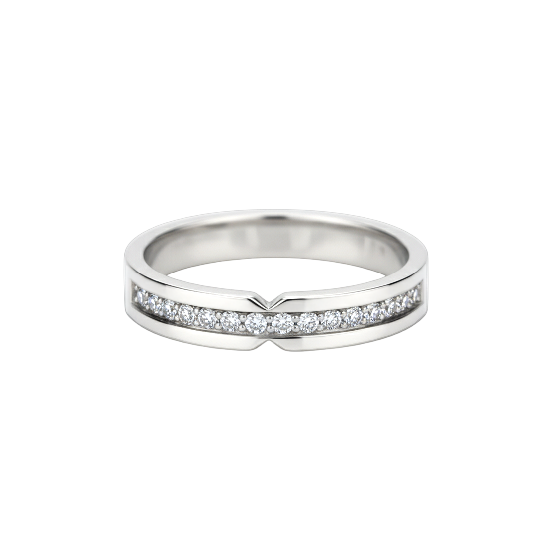 Anel de Diamantes, Ouro Branco 18k, 4 MM - SAINTE-MAXIME