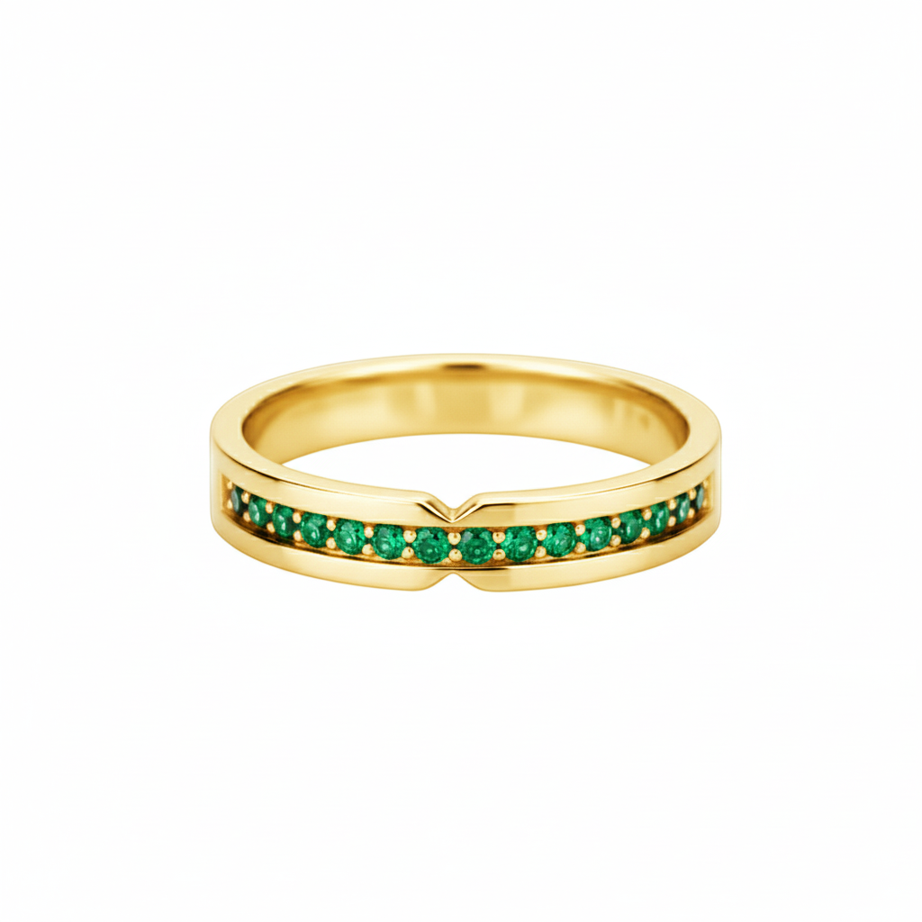 Anel de Esmeraldas, Ouro Amarelo 18k, 4 MM - SAINTE-MAXIME