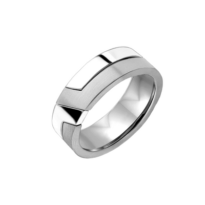 Anel Estrutura Reta, Ouro Branco (Fosca e Polida) - THE MODERNIST 6,0 mm