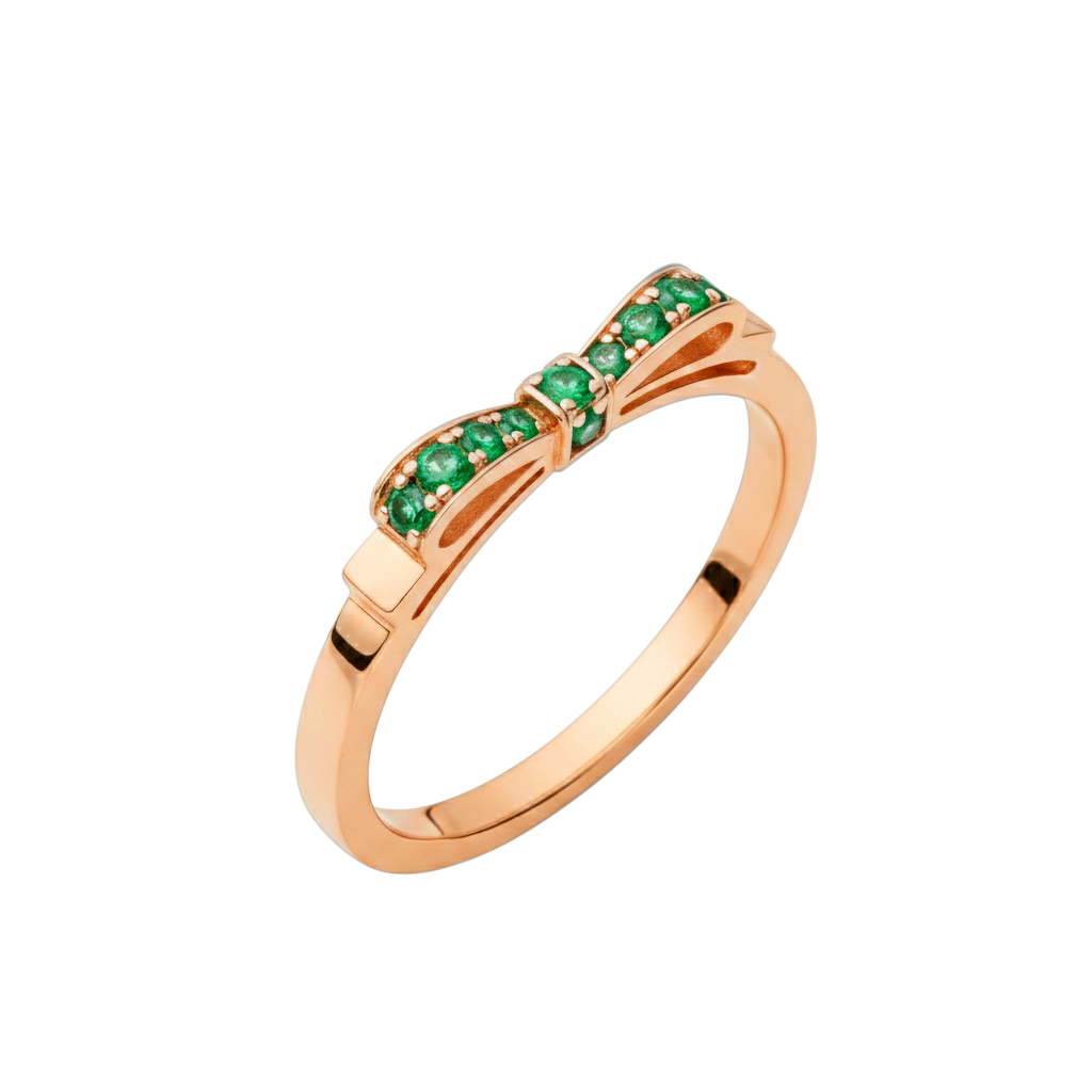 Anel Formato Laço, Ouro Rosa e Esmeraldas - BOUCLE d'ÉCLAT – Verse ...