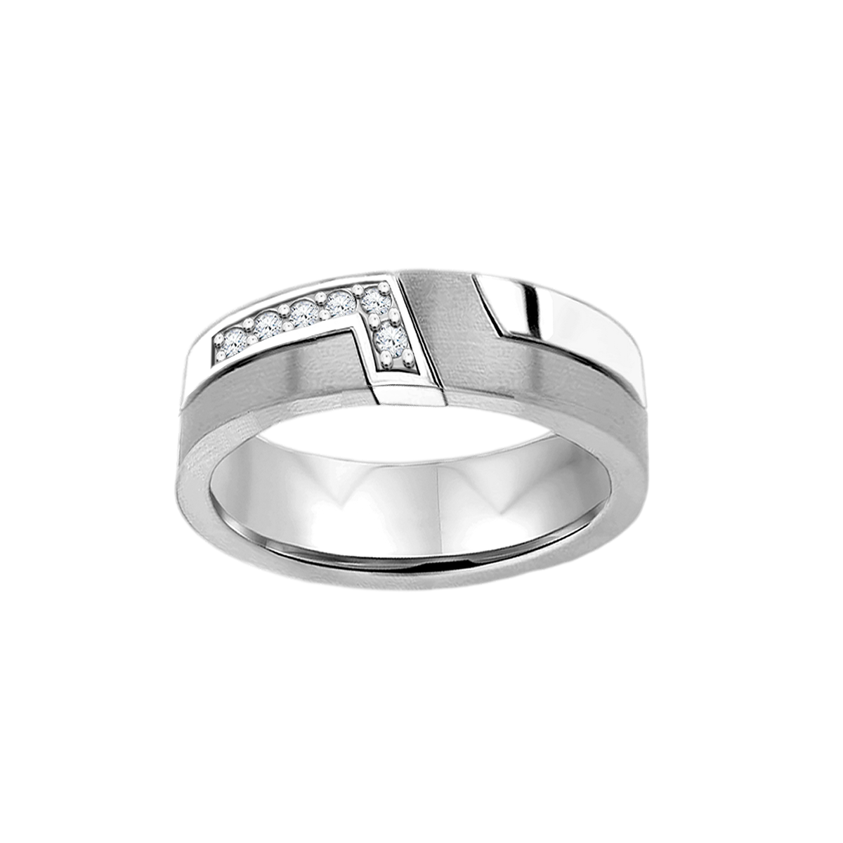 Anel com Diamantes, Ouro Branco (Fosca e Polida) - THE MODERNIST 6,0 mm | Diamantes